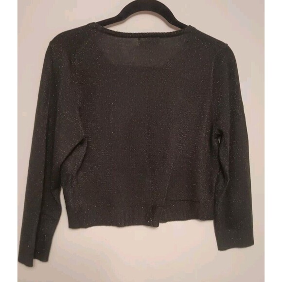 Calvin Klein Cropped Cardigan Medium Black Sparkly Silver Toggle Closure - Picture 6 of 6